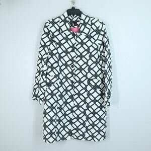 D Studio Coat 12 Black White Cotton Blend Jacket Button Lined Pockets